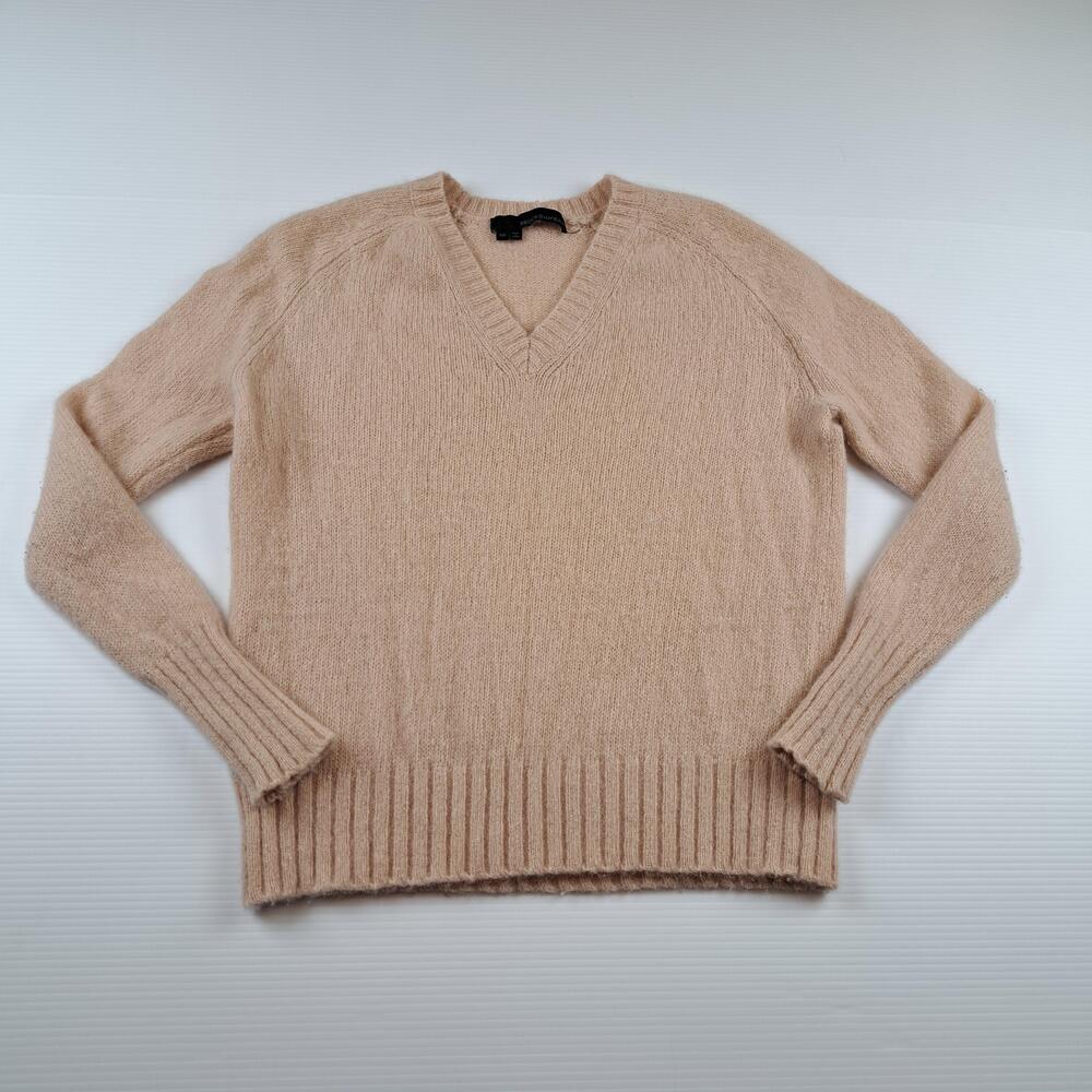 360Cashmere Sweater Womens XS Beige 100% Cashmere V Neck Pullover Top Knit